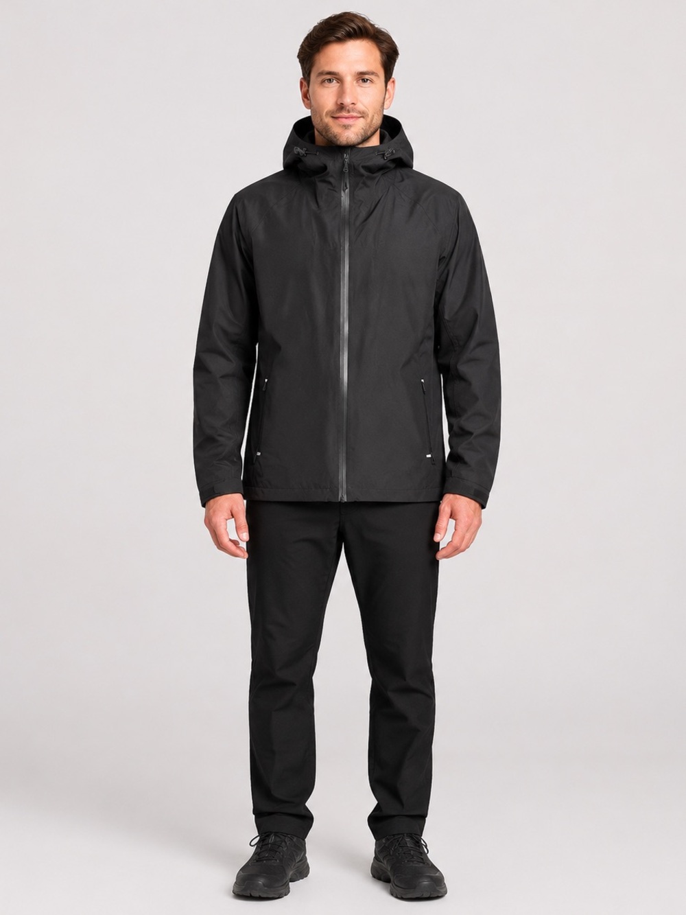 Primark Men’s Small Black Hooded Rain Jacket Lightweight Windbreaker NWT